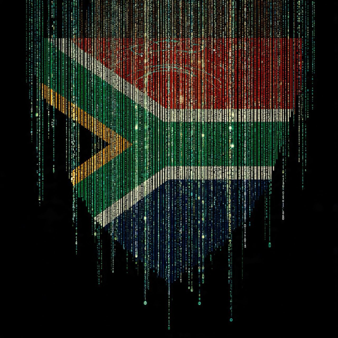 South African Flag in Shield and Binary 2 Large